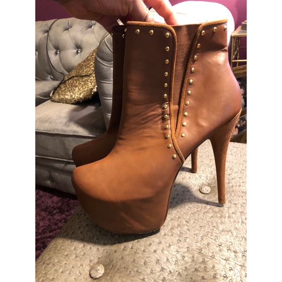 Shoe Dazzle Super Platform camel bootie Sz 11 - Picture 3 of 8